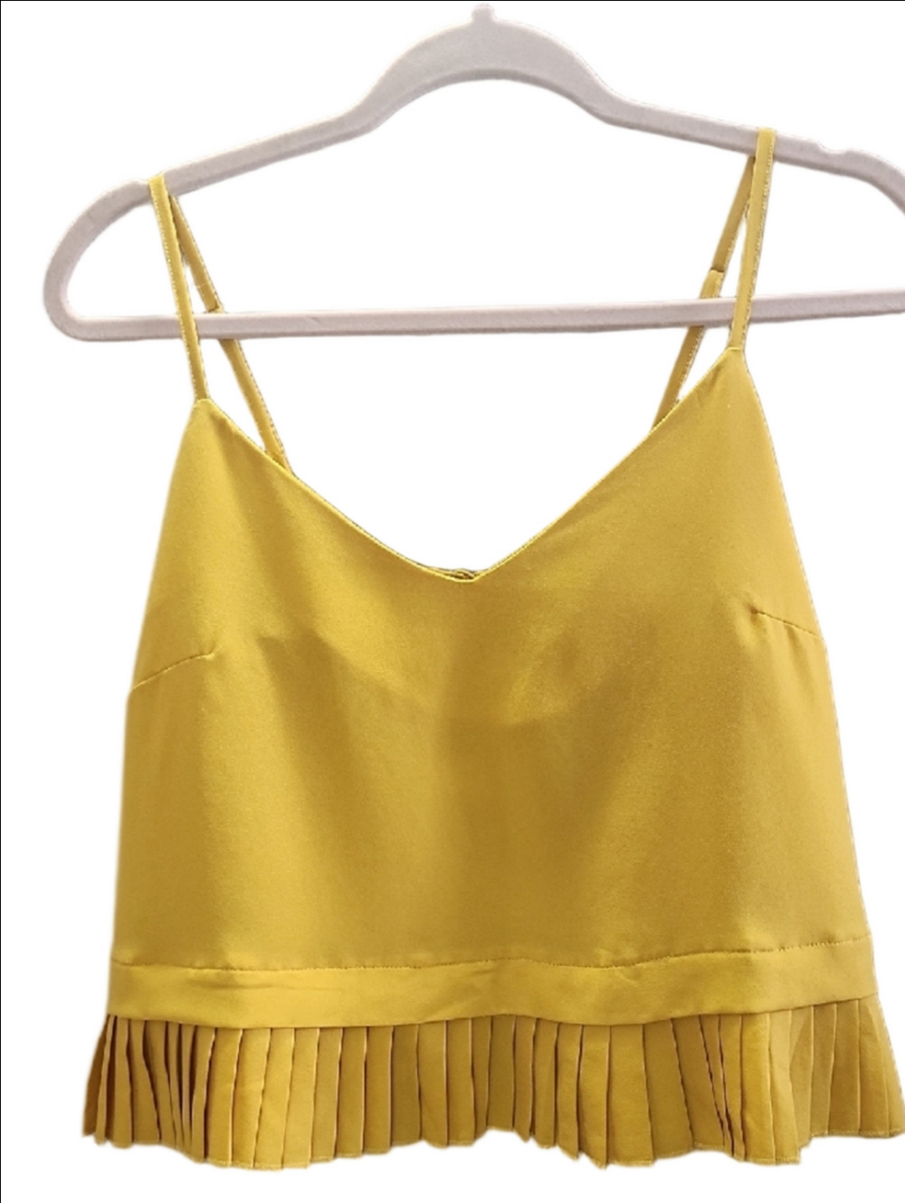 FRENCH CONNECTION Marigold yellow pleated hem loose fit tank top